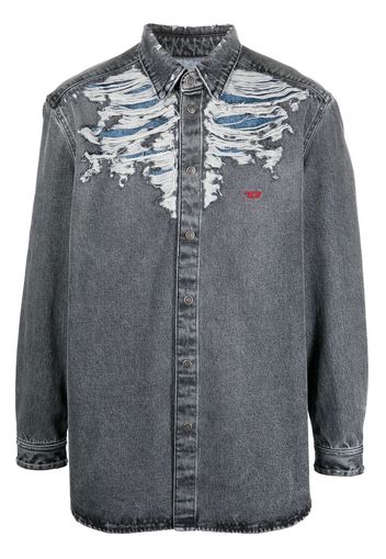 Diesel distressed button-down denim shirt - Grey