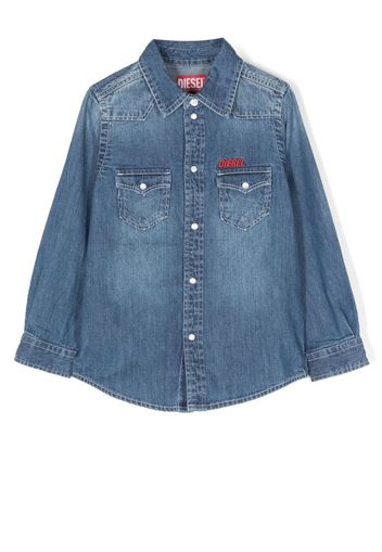 Diesel Kids Ceko embroidered-logo denim shirt - Blue