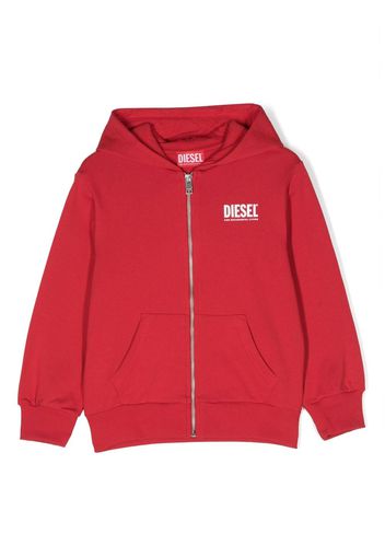 Diesel Kids logo-print zip-up hoodie - Red