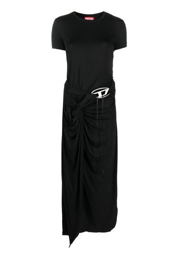 Diesel logo-plaque draped midi dress - Black