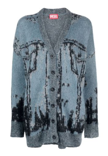 Diesel M-Rodi patterned intarsia-knit cardigan - Blue