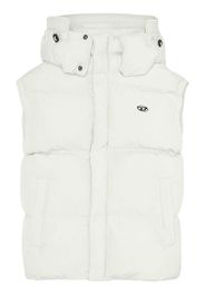 Diesel logo-patch hooded gilet - White