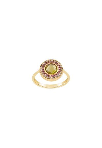 14kt yellow gold diamond Double Halo pinky ring