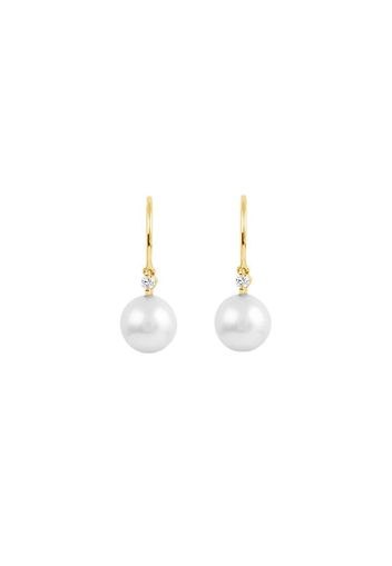 14kt yellow gold diamond pearl Shuga drop earrings