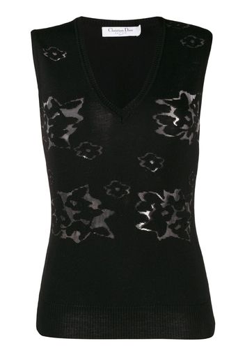 Christian Dior pre-owned knitted floral vest - Black