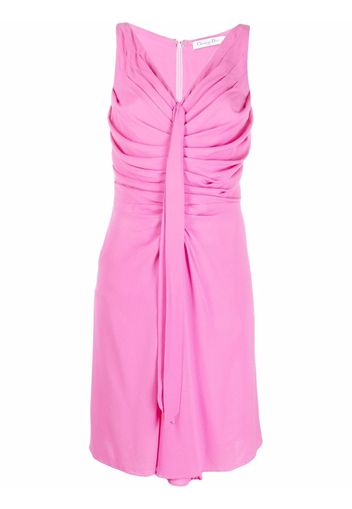 Christian Dior 2000s pre-owned draped front sleeveless dress - PINK