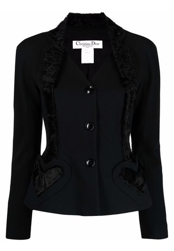 Christian Dior 1990s pre-owned heart appliqué blazer - Black