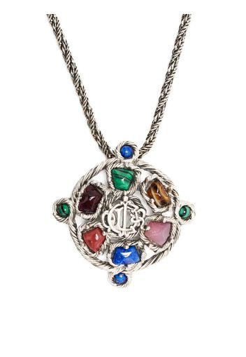 Christian Dior 1980s pre-owned stone-embellished pendant necklace - Silver