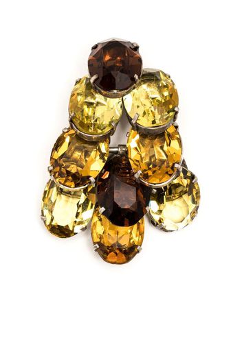 Christian Dior pre-owned crystal-embellished brooch - Yellow