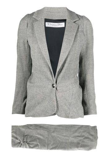 Christian Dior 1990s pre-owned gathered-detailed skirt suit - Grey