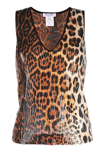 Christian Dior 1990s pre-owned leopard-print vest - Brown