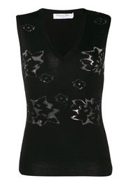 Christian Dior pre-owned knitted floral vest - Black