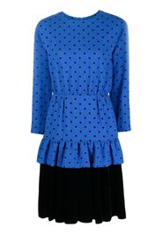Christian Dior pre-owned polka dot ruffled dress - Blue