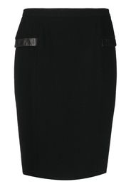 Christian Dior 2010s pre-owned leather trim pencil skirt - Black