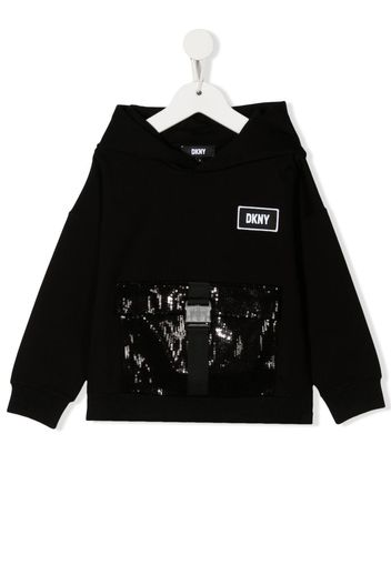 Dkny Kids sequin-embellished long-sleeved hoodie - Black