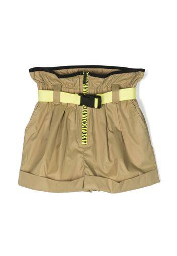 Dkny Kids belted high-waisted shorts - Green