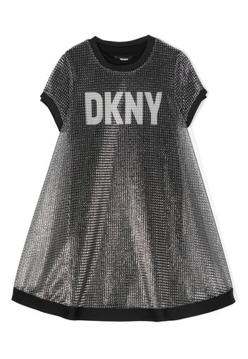 Dkny Kids logo-print mesh-overlay minidress - Grey