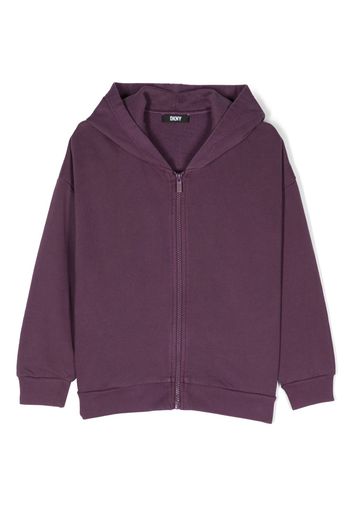 Dkny Kids logo-appliqué hooded cardigan - Purple