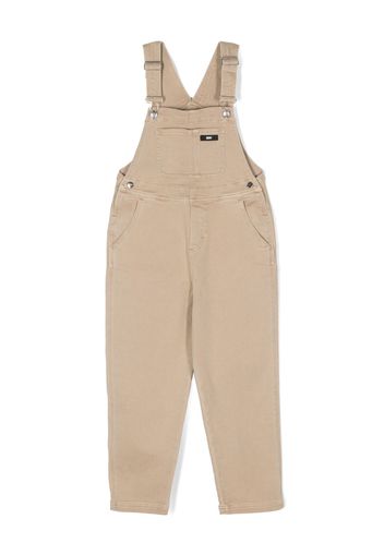 Dkny Kids logo-patch dungarees - Neutrals