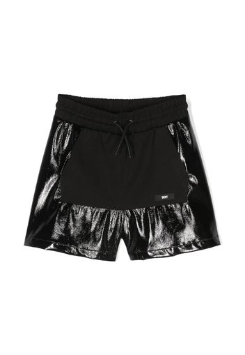 Dkny Kids logo-tag high-shine shorts - Black