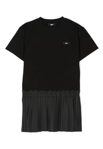 Dkny Kids logo-patch pleated T-shirt dress - Black