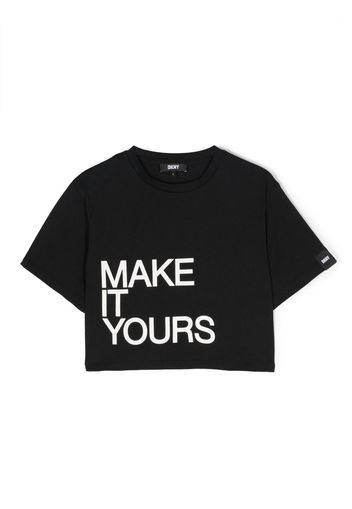 Dkny Kids slogan-print cotton T-shirt - Black