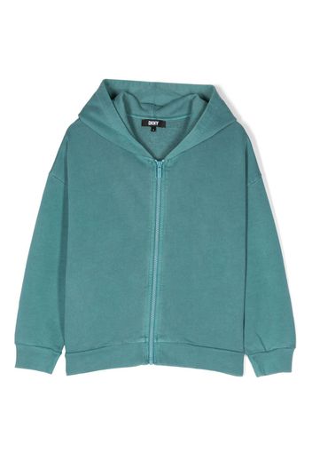 Dkny Kids logo-appliqué hooded cardigan - Blue