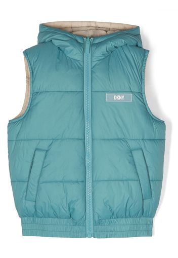 Dkny Kids logo-detail reversible padded gilet - Blue