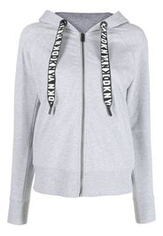 DKNY logo-drawstring zip-up hoodie - Grey