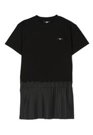 Dkny Kids logo-patch pleated T-shirt dress - Black