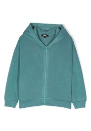 Dkny Kids logo-appliqué hooded cardigan - Blue