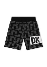Dkny Kids logo-print cotton shorts - Black