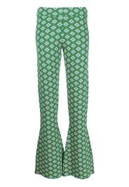 Dodo Bar Or graphic-pattern flared trousers - Green