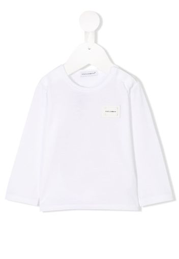 Dolce & Gabbana Kids logo plaque long sleeve top - White