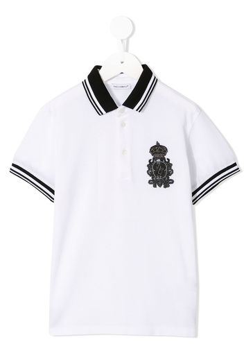 Dolce & Gabbana Kids embroidered patch polo shirt - White