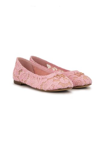 crystal-embellished lace ballerina shoes