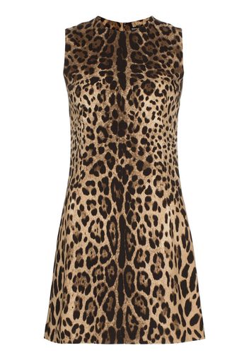 Dolce & Gabbana leopard print classic shift mini dress - Brown
