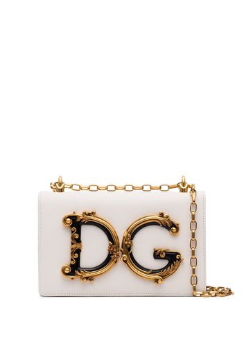 Dolce & Gabbana Baroque DG logo shoulder bag - White