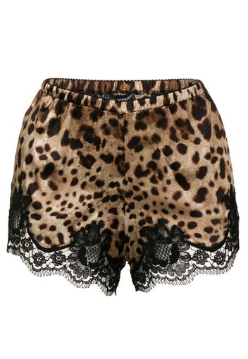 Dolce & Gabbana leopard print pajama shorts - Brown