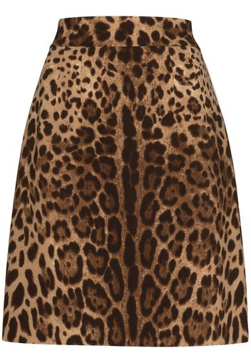 Dolce & Gabbana leopard-print A-line skirt - Brown