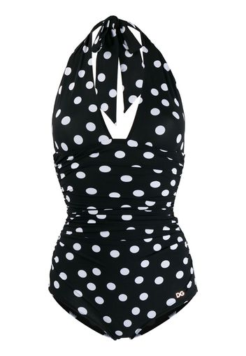 polka dot halterneck swimsuit