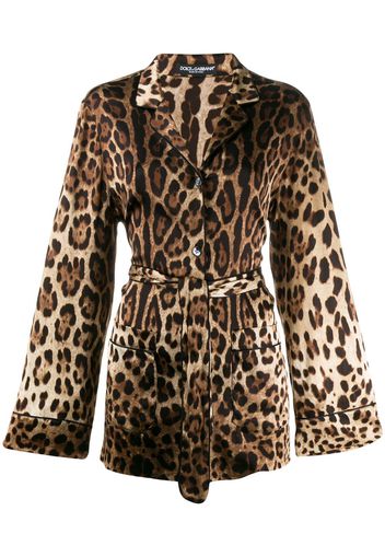 Dolce & Gabbana leopard print pajama shirt - Brown