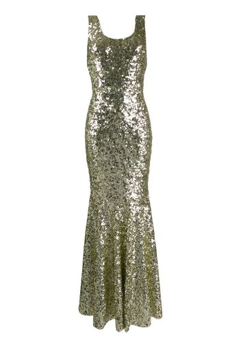 Dolce & Gabbana sequin embroidered long gown - Gold