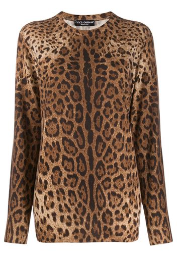 Dolce & Gabbana cashmere animal print sweater - Brown