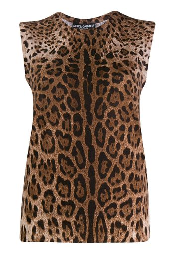 Dolce & Gabbana leopard print tank top - Brown