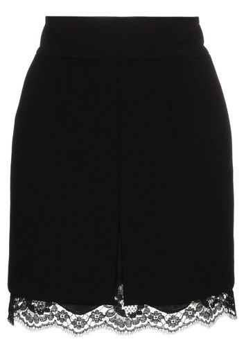 Lace trim wool skirt