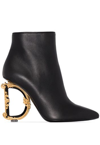 black DG 105 metal heel leather ankle boots