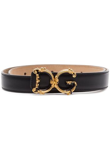 Baroque Gold tone logo leather belt