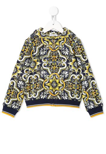 Majolica print zip-up hoodie