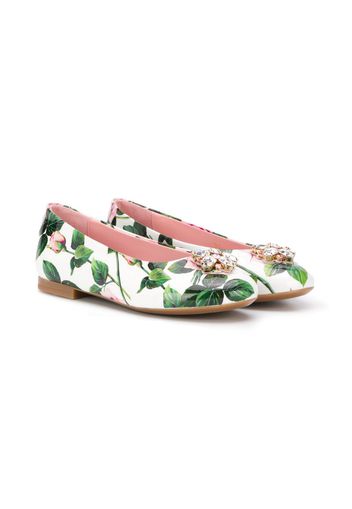 floral-print ballerina flats